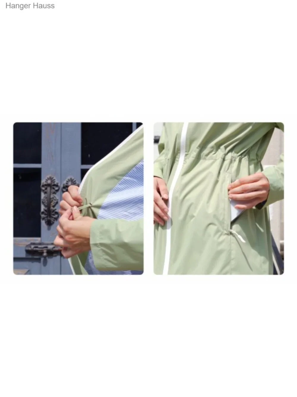 Waterproof Hooded Long Trench Raincoat for Women with Inner Lining